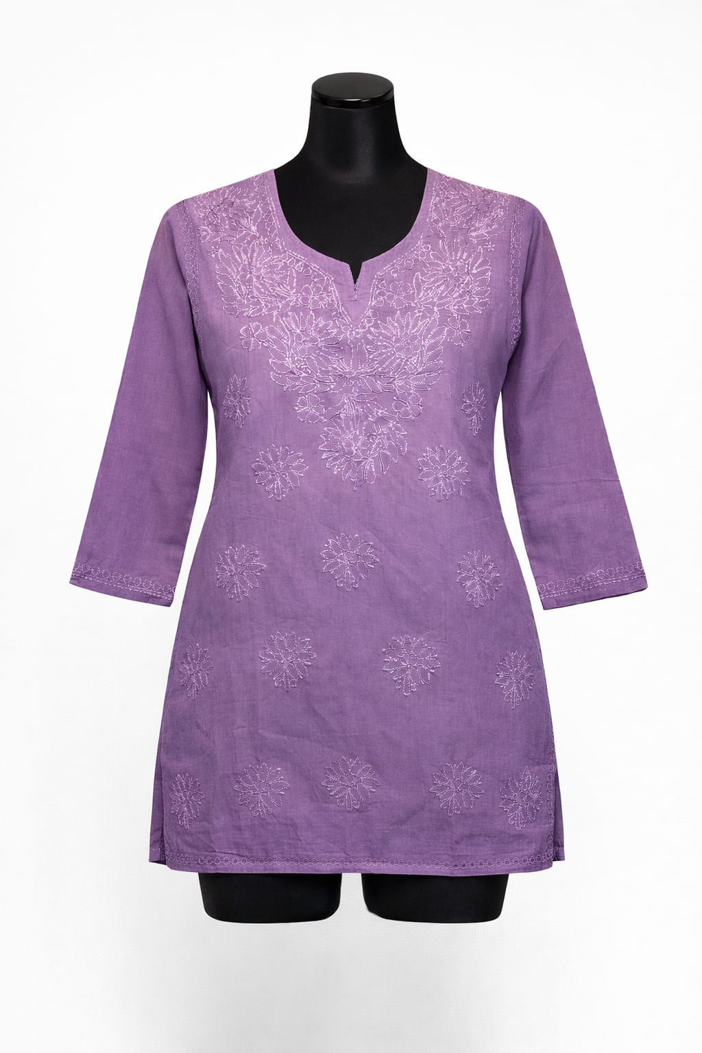 Cotton Short Bakhiya Lavender | Lucknavi Kurti