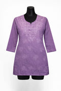 Cotton Short Bakhiya Lavender | Lucknavi Kurti