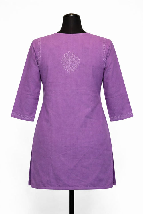 Cotton Short Bakhiya Lavender | Lucknavi Kurti