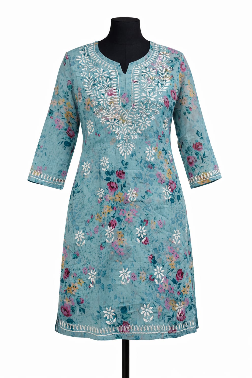 Mul Mul Shalimar Blue | Lucknavi Kurti