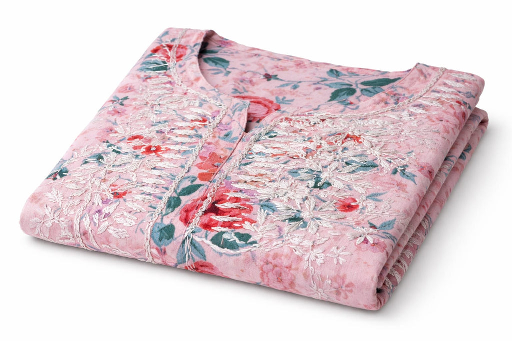 Mul Mul Shalimar Pink | Lucknavi Kurti