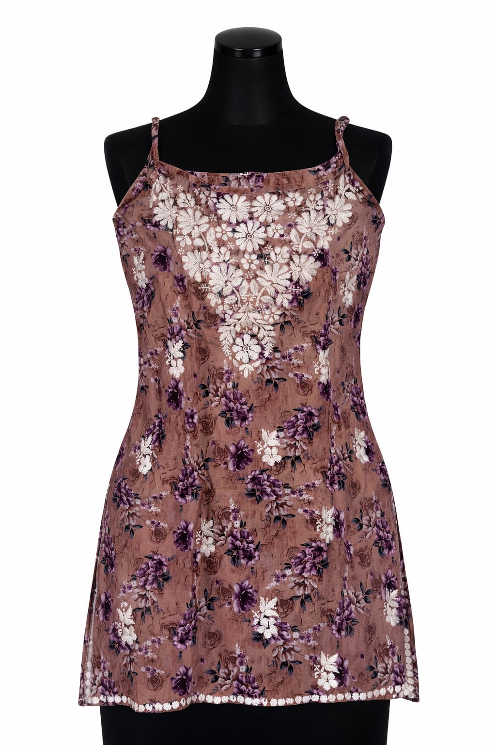 Noor Mulmul Strap Set Brown | Lucknavi Kurti