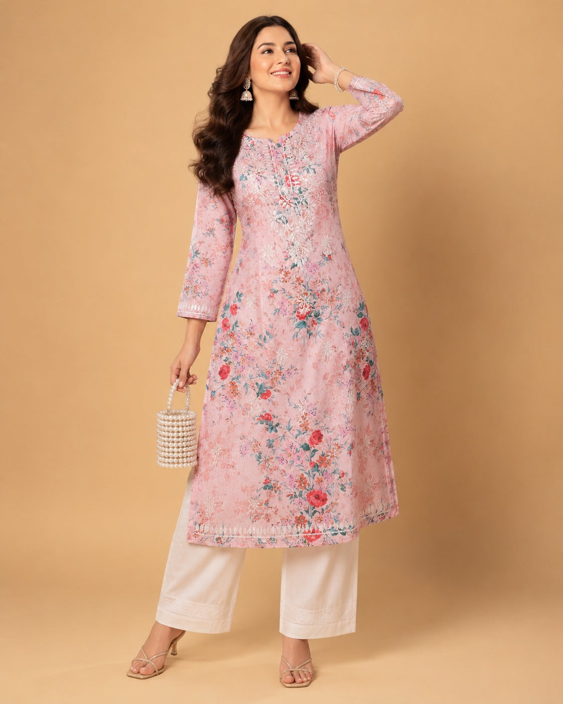 Mul Mul Shalimar Pink | Lucknavi Kurti