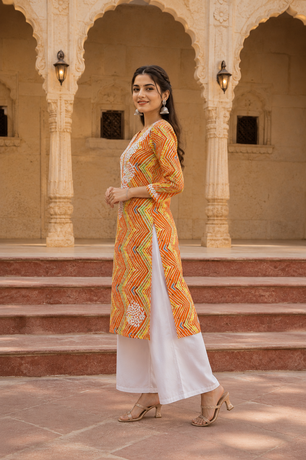 Sunheri Zari Lucknowi Kurti