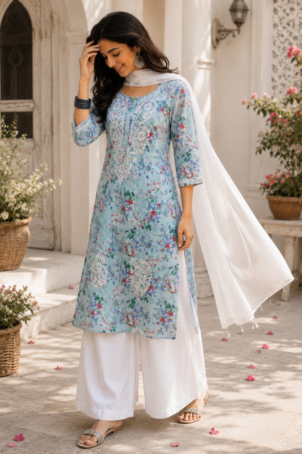 Neel Pushp Lucknowi Kurti