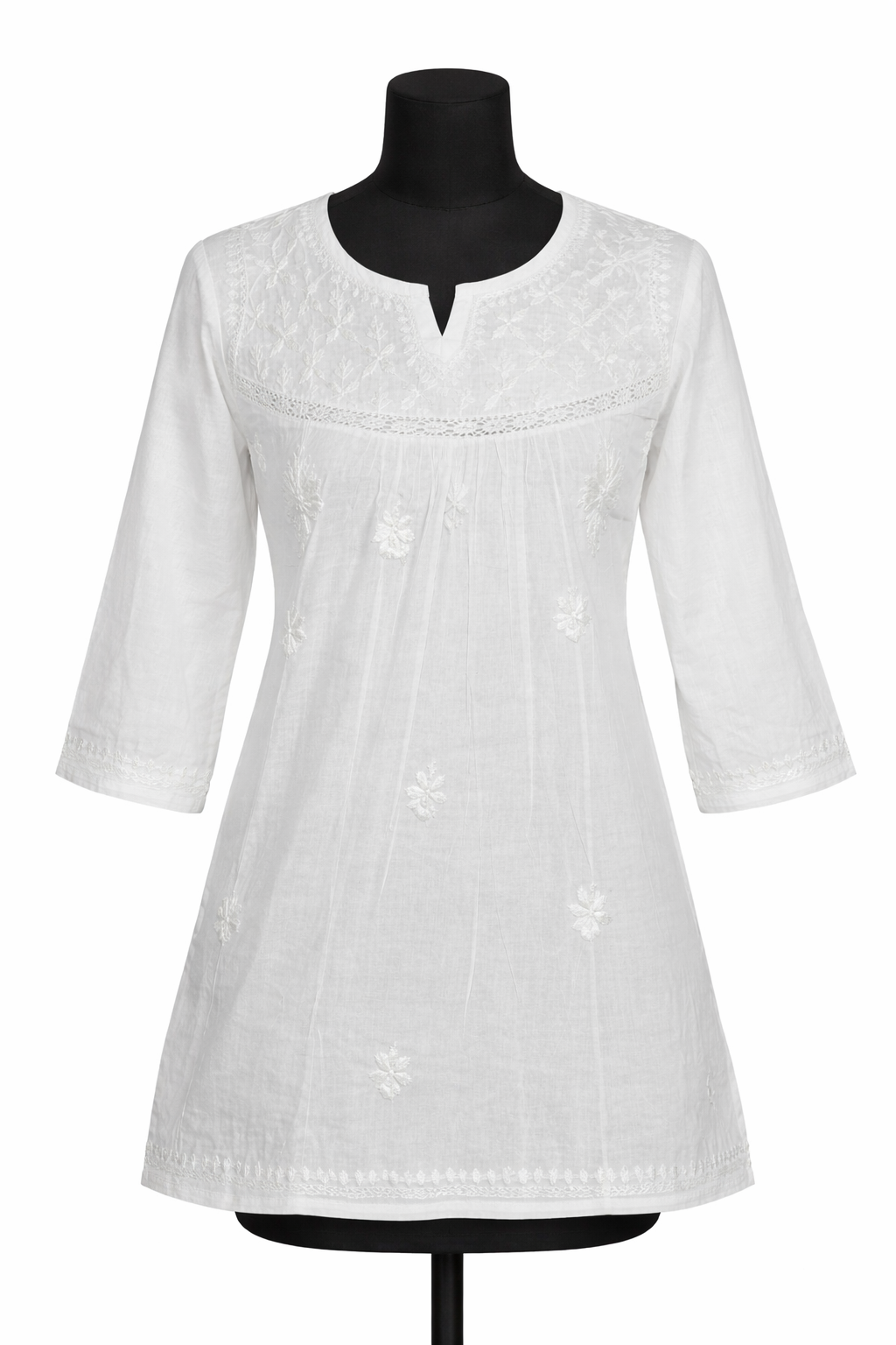 Classic White Cotton Short Kurti