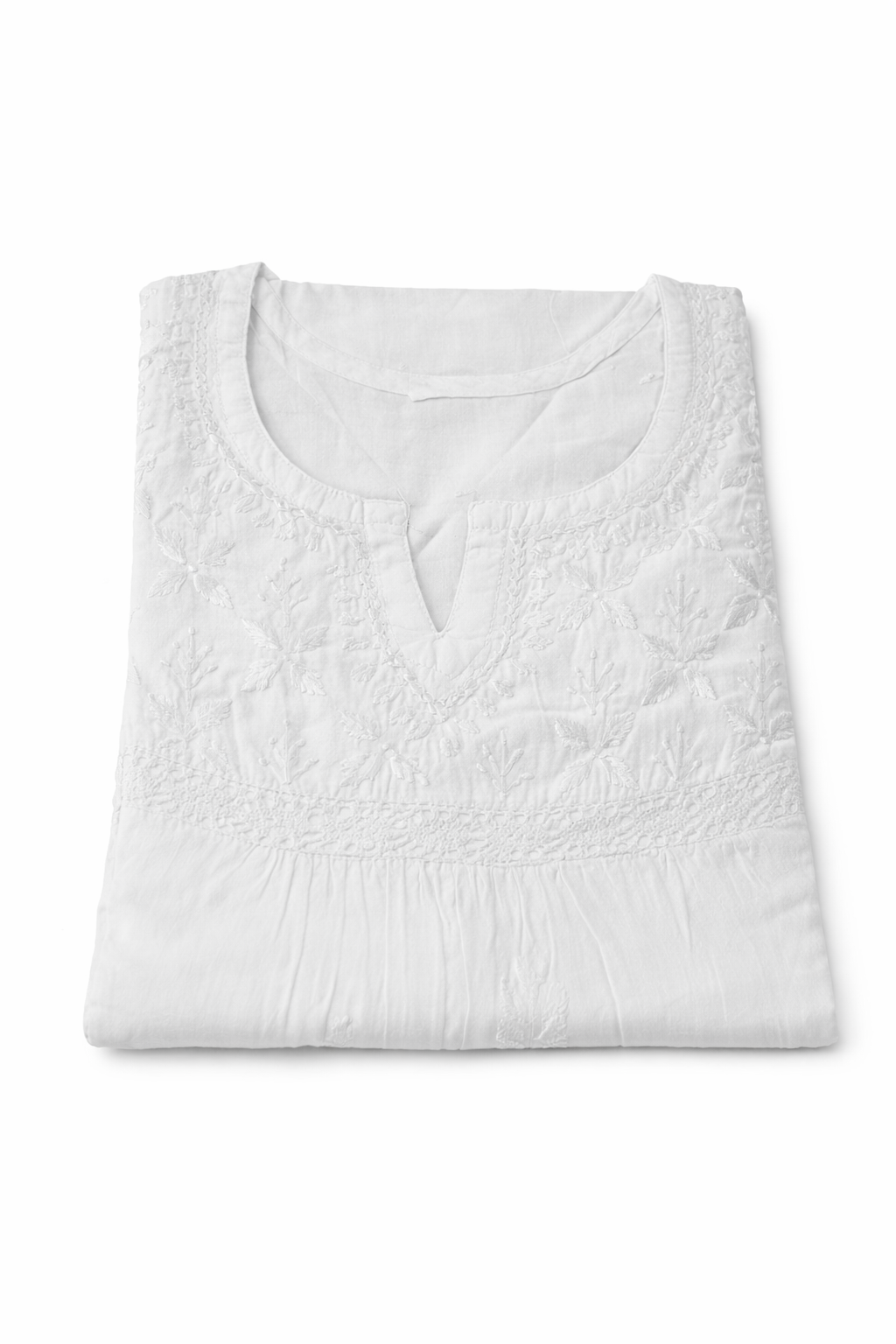 Classic White Cotton Short Kurti