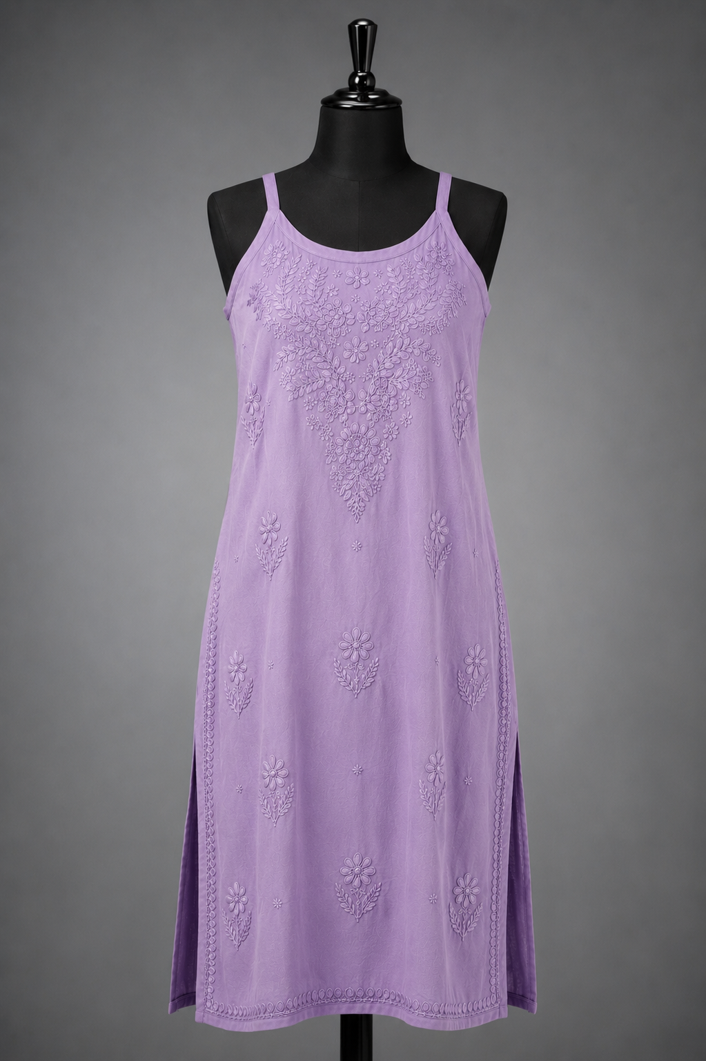 Lavender Bloom Lucknowi Slip Kurti