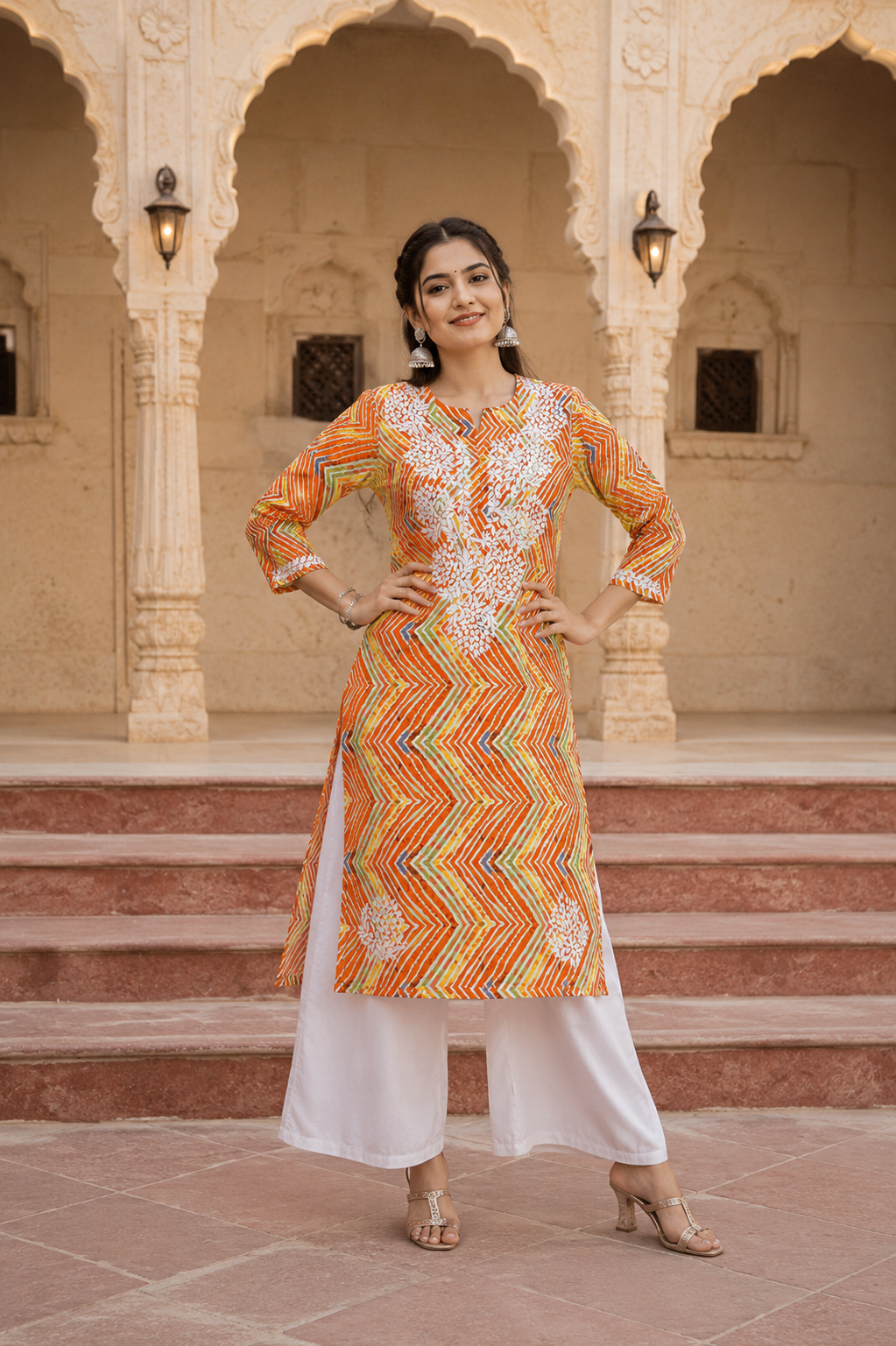 Sunheri Zari Lucknowi Kurti
