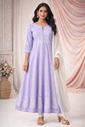 Ethnic Bloom Cotton Anarkali | Lucknavi Kurti
