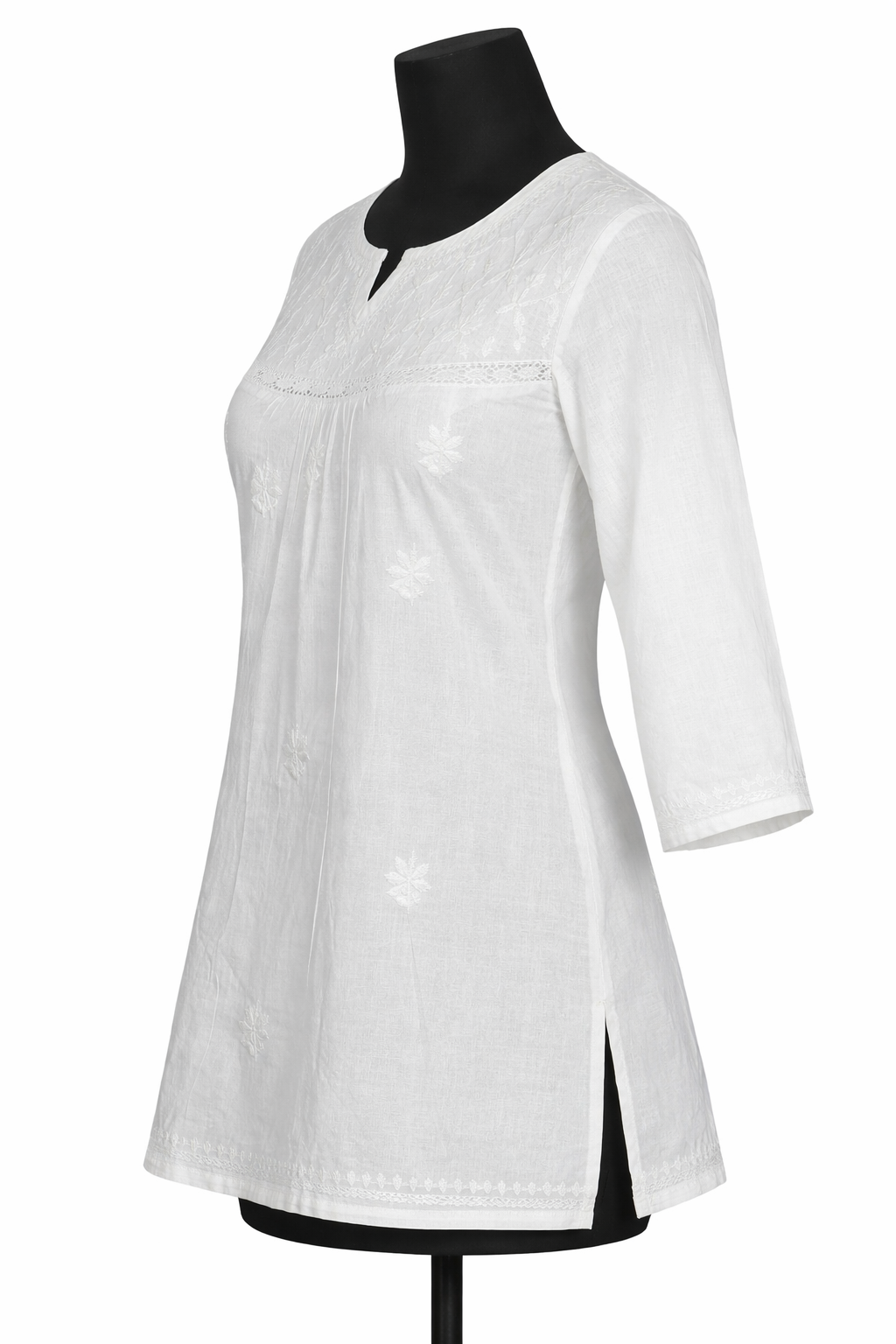Classic White Cotton Short Kurti