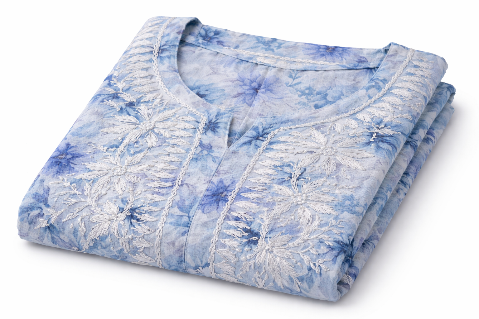 Mul Mul GB Blue | Lucknavi Kurti